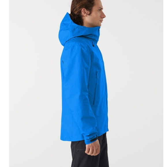 Arc'teryx Traverse Jacket Blue Goretex Pro Light Shell Men L Hooded Full Zip NEW - Picture 2 of 16